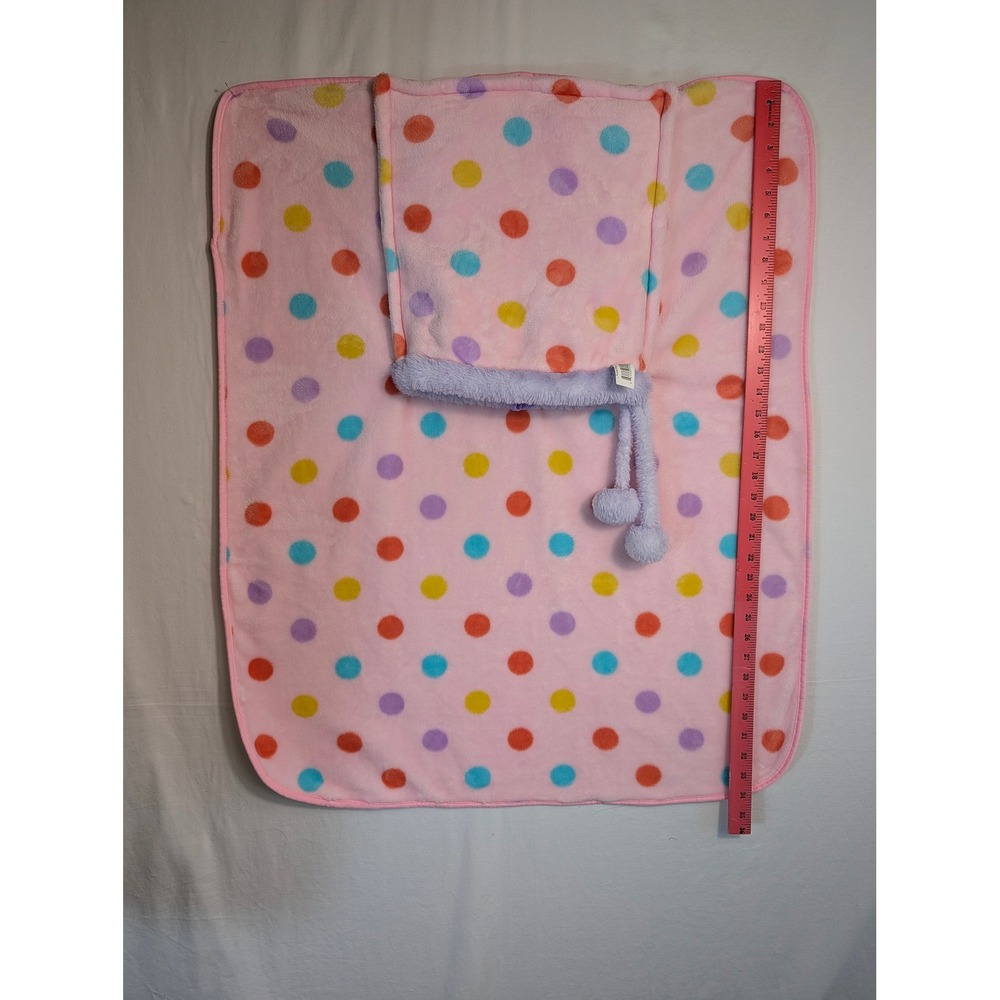 Kids Plush Bunny Backpack with Polka Dot Fleece Blanket Set Lavender - Picture 5 of 7